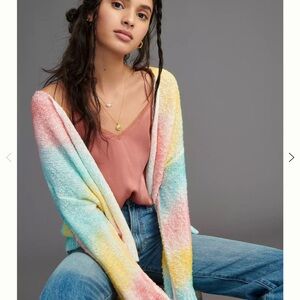 NWOT - Anthro - Rainbow tie dye cardigan Size XL